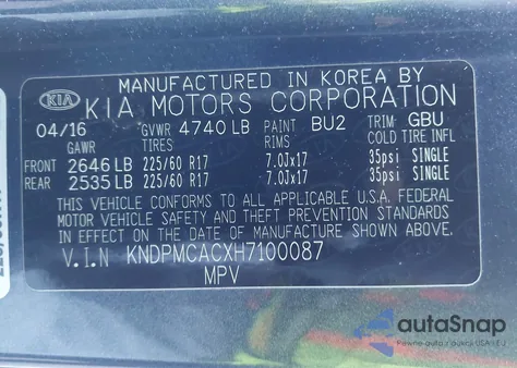 2017 Kia Sportage Lx from USA, damaged, VIN KNDPMCACXH7100087
